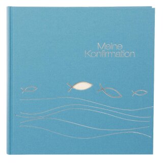 Goldbuch Konfirmationsalbum Ichthys blau 25 x 25cm