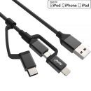 InLine 3in1 USB Kabel 1,5 m, Lightning, Micro-USB, USB...