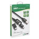 InLine 3in1 USB Kabel 1,5 m, Lightning, Micro-USB, USB Typ C an USB 2.0 schwarz